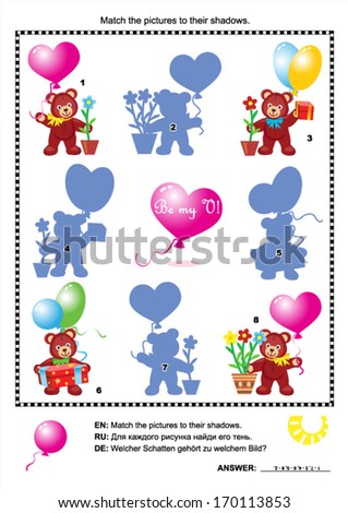 Match To Shadow Visual Puzzle - Teddy Bears Imagine de stoc © ratselmeister