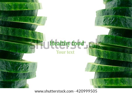 Сток-фото: Cucumber Slices Pattern Frame With The Copy Space Food Background