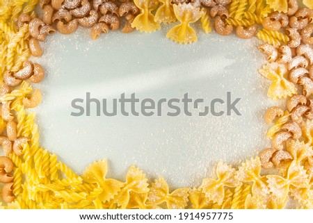 Stock photo: Pasta Background Decorative Frame Of Assortment Different Kinds Italian Macaroni