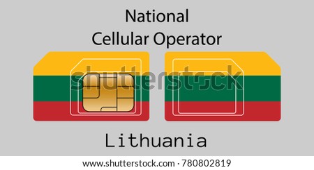 Stockfoto: Lithuania Mobile Operator Sim Card With Flag Vector Illustration