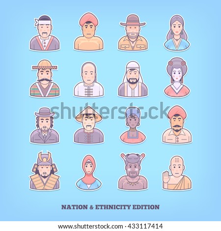 Stock fotó: Jewish People Icon Avatars Flat Cartoon Concept Vector Isolated