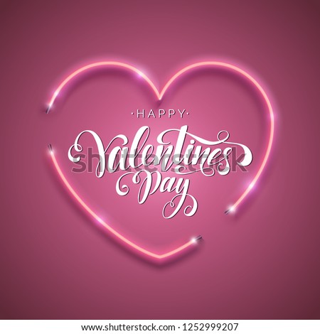 Stockfoto: Love Symbol In Neon Light Vector Valentine Day Romantic Symbol