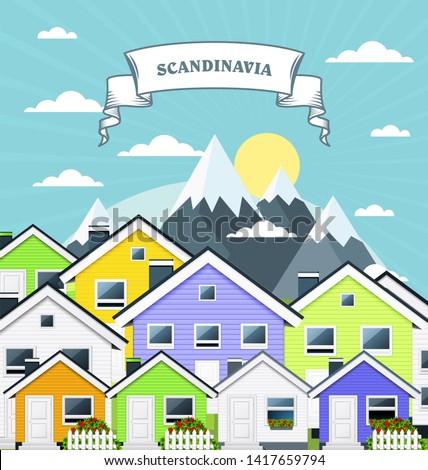 Stok fotoğraf: Small Village In Norway Scandinavia - Variegated Country Town H