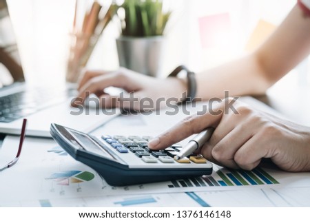 Stock fotó: Professional Businessman Working With Calculator Doing Finance