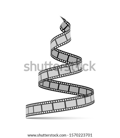 Stockfoto: Film Strip In The Form Of A Christmas Tree Film Reel Happy New Year For Photographers Videographe