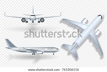 Airplane On White Background Airliner In Front View Vector Realistic Aircraft Cargo Passenger Pla Foto d'archivio © klerik78