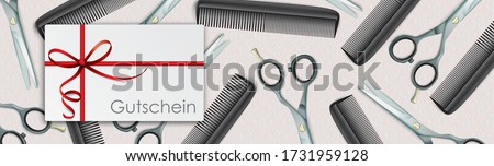 Stock photo: Scissors Comb Ornaments Wallpaper Gutschein