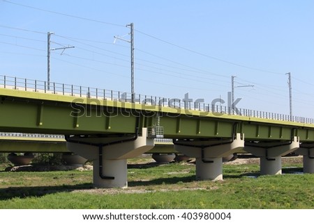 Stock fotó: High Speed Train Elevated Railway In Farmlands