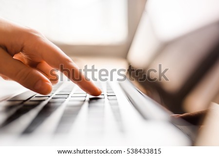 Stock fotó: Finger Pressing On Keyboard