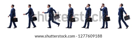 Stok fotoğraf: Businessman Walking Standing Side View Isolated On White Backgro