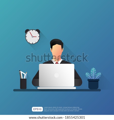 Foto stock: Businessmen That Works With His Laptop Concept Startup Company Double Exposure