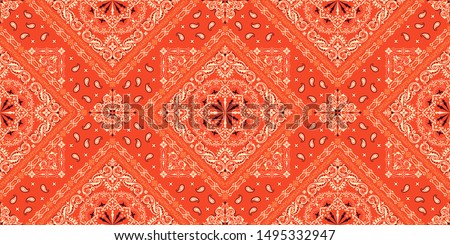 Stock photo: Vector Ornament Paisley Bandana Print Silk Neck Scarf Or Kerchief Square Pattern Design Style Best