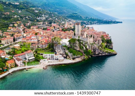 Stok fotoğraf: View At Malcesine With Castle Castello Scaligero At The Shore Of