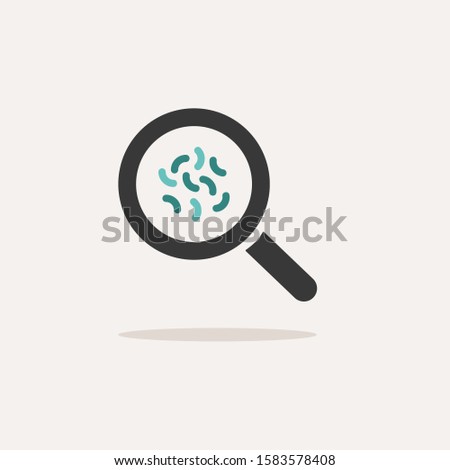 Stock photo: Magnifying Glass With Germs Icon With Shadow On A Beige Background Pharmacy Vector Illustration