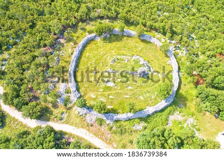 Circular Cemetery Historic Landmark In Ledenice Village Aerial V Foto stock © xbrchx