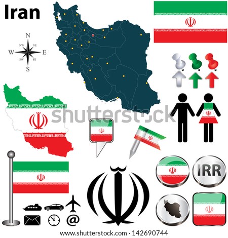 Foto stock: Iran Vector Set Detailed Country Shape With Region Borders Fla