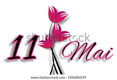 Mothers Day On May 11th Date With Letters With Pink Flowers In German [[stock_photo]] © impresja26