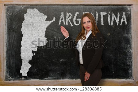 Teacher Showing Map Of Argentina On Blackboard [[stock_photo]] © vepar5