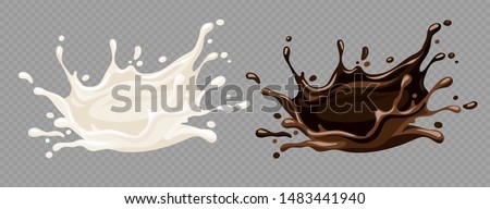 Foto stock: Milk Yoghurt And Chocolate Food Splashes With Flow Spray Drops