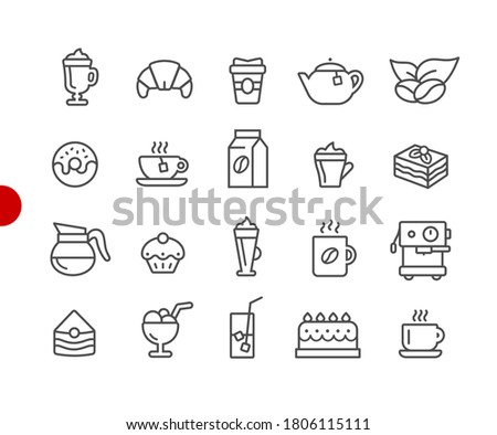 Coffee Shop Icons Red Point Series - Vector Line Icons For Yo Foto stock © Palsur