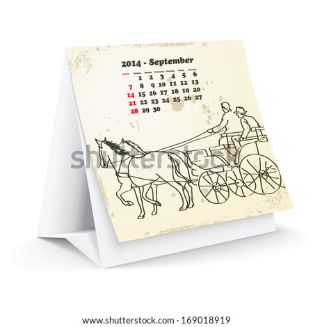 September 2014 Desk Horse Calendar Stockfoto © ojal