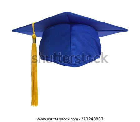 Stock photo: Blue Graduation Cap With Gold Tassel Isolated On A White Backgro