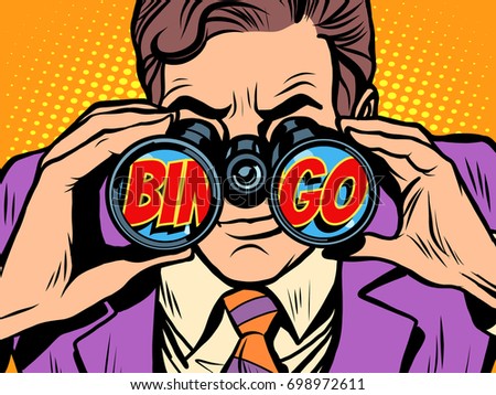 Businessman Looking Through Binoculars To The Word Innovation Stockfoto © studiostoks