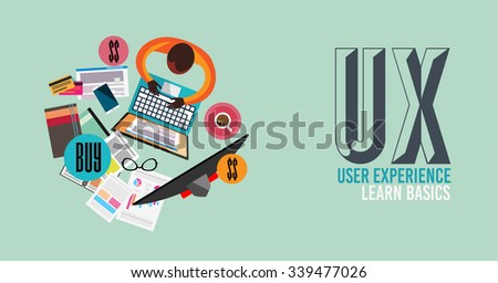 Stockfoto: Ux User Experience Background Concept With Doodle Design Style
