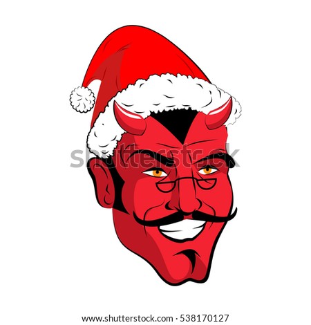 Stok fotoğraf: Satan Santa Krampus Claus Red Demon With Horns Christmas Monst