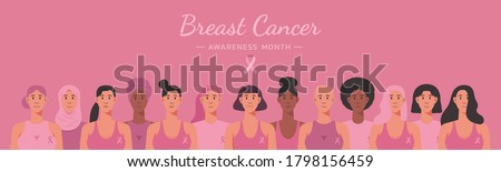 ストックフォト: Breast Cancer Awareness Ribbon Background Flat Vector Illustration