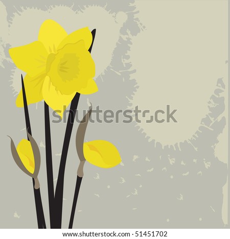 Dafodills On Grunge Background Vector Illustration Stockfoto © mcherevan