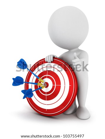 3d White People Hit The Red Target Success Concept Imagine de stoc © 3dmask