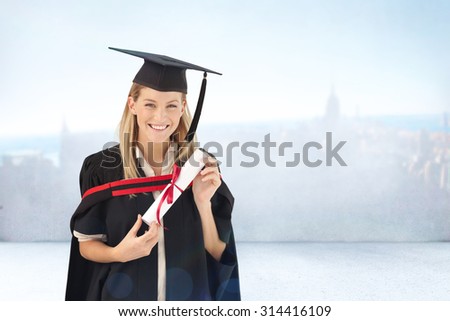 Foto stock: Digitally Generated Image Of Female College Student With Digital Tablet Looking At Glowing Math Equa