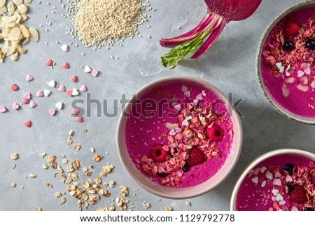 Smoothies Of Red Berries In A Glass With Half A Beet Raspberrie Stockfoto © artjazz