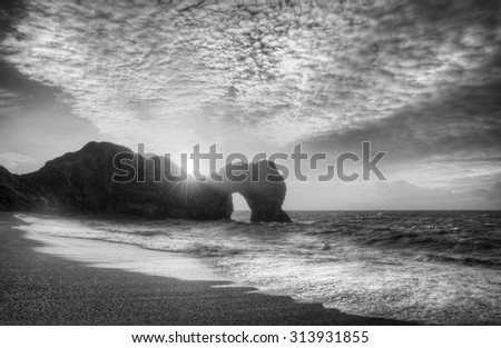 Stock photo: Colourful Winter Sunrises Behind Durdle Door On Jurassic Coast I