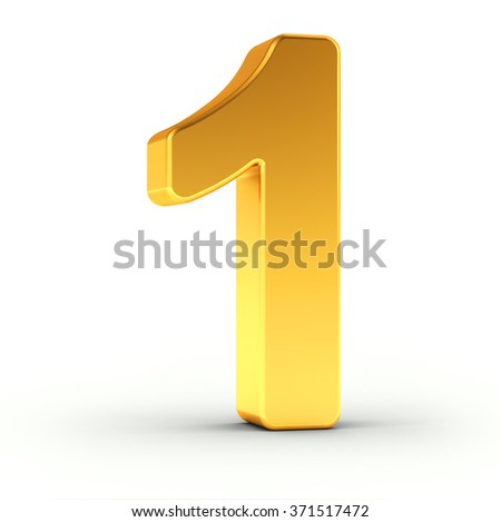 Stock foto: The Number One As A Polished Golden Object With Clipping Path