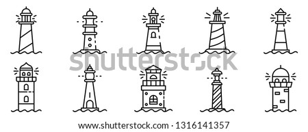 Stock fotó: Outline Lighthouse Icon Isolated On White Background