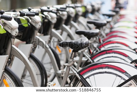 Stock photo: Group Of Old Vintage Bicycles Parked On The Street In Amsterdam