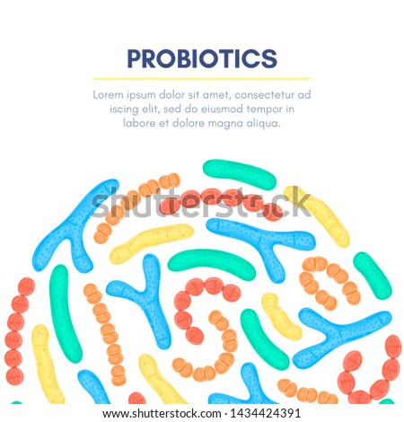 Stock photo: Vector Background With Probiotics In Semicircular Shape Bifidobacterium Microbiome