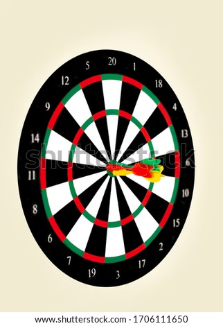 Stok fotoğraf: Three Green Black Archery Arrows Hit Round Target Bullseye Cente
