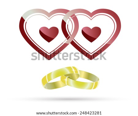 Stock photo: Two Golden Entwined Hearts