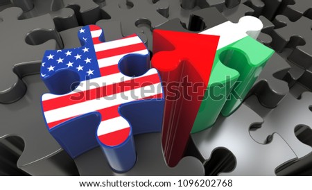 Stock photo: Usa And State Of Palestine Flags In Puzzle