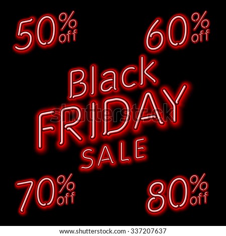 ストックフォト: Black Friday Sale 50 60 70 80 Retro Light Frame Vector Illustration Neon