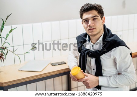 Сток-фото: Handsome Middle Age Hipster Man With Modern Hairstyle And Tattoo Beard Close Up On White Backgroun