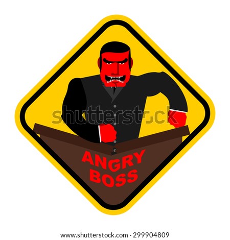 Zdjęcia stock: Ferocious Boss Chief Businessman Red With Anger Breaks The Ta