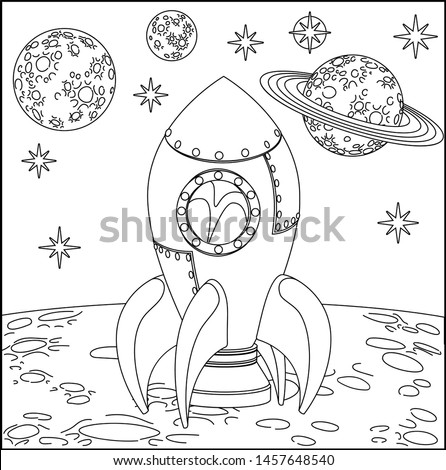 Foto stock: Ufo Coloring Book Vector Illustration Of An Alien Space Transpo