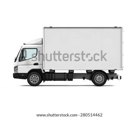 Stok fotoğraf: Cargo Box With Wheel On Road White Background Isolated 3d Illu