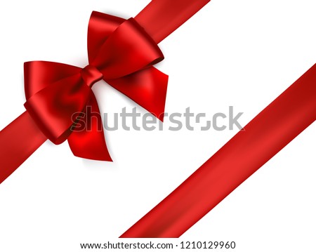 Сток-фото: Shiny Red Satin Ribbon On White Background Vector Bow And Red Ribbon