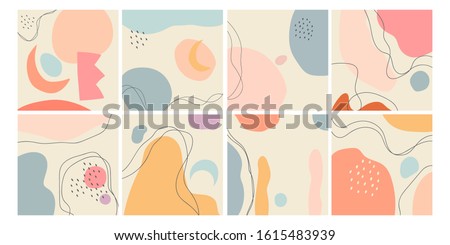 Stok fotoğraf: Set Of Vector Templates Hand Drawn Abstract Shapes With Different Textures Spots And Decorative El