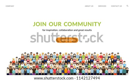 Zdjęcia stock: Join Our Community Crowd Of United People As A Business Or Creative Community Standing Together Fl